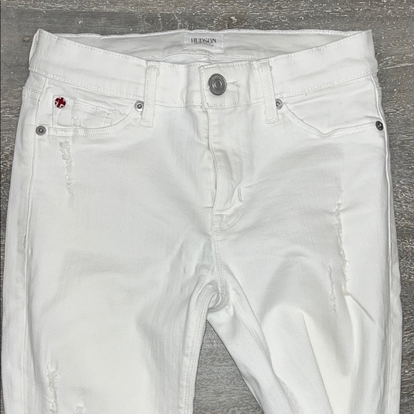 Women’s White Size 25 Hudson Distressed Super Skinny Midrise Ankle Nico Jeans - Picture 5 of 10